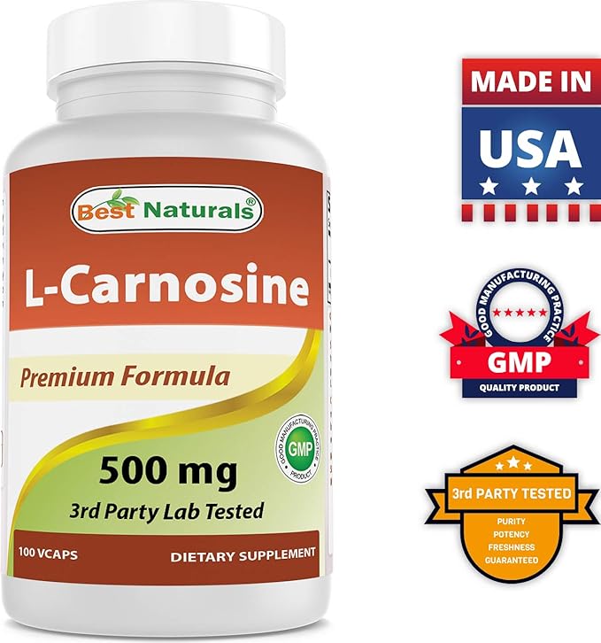 Best Naturals L-Carnosine 500 mg 100 Vcaps (100 Count (Pack of 3))