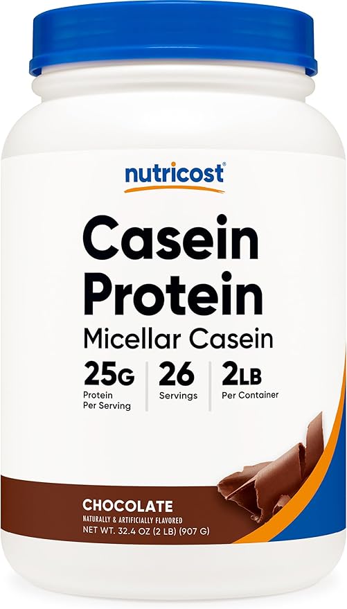 Nutricost Casein Protein Powder 2lb Chocolate - Micellar Casein, Gluten Free, Non-GMO