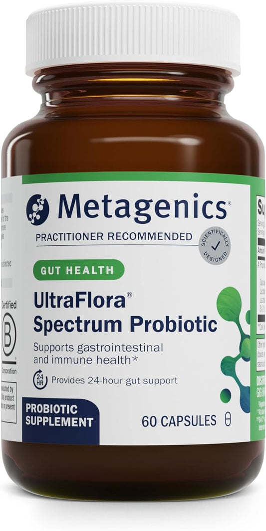 Metagenics UltraFlora Spectrum - Digestive & Immune Health Supplement* - Daily Probiotic - Non-GMO & Gluten-Free - 60 Capsules