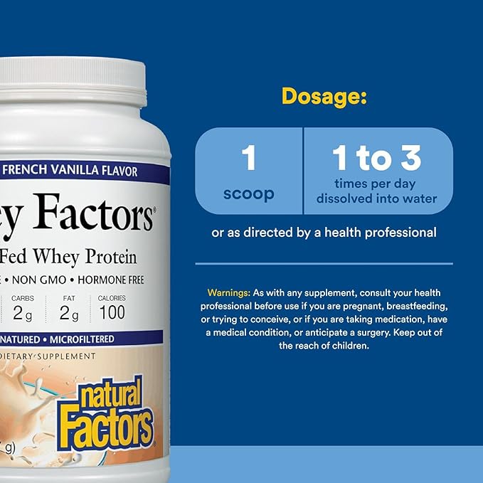 Natural Factors Whey Factors, French Vanilla, 2-Pound (Pack of 6)