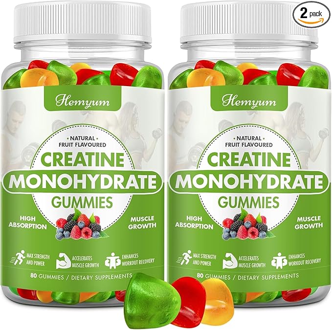 Creatine Monohydrate Gummies - 5g Creatine for Women Men, Enhanced Muscle Strength, Boost Focus and Endurance, Muscle Builder,L-Taurine + Vitamin B12,Vegan, Gluten-Free 160 Count