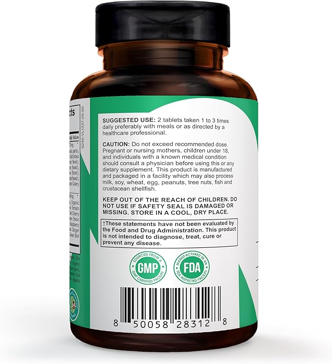 Pomona Wellness Super Greens Supplement, Full of Superfood Vitamins & Minerals, Fruits & Vegetable, Greens Powder for Bloating and Digestion, Gut Health, USDA Organic, Non-GMO, 60 Tablets