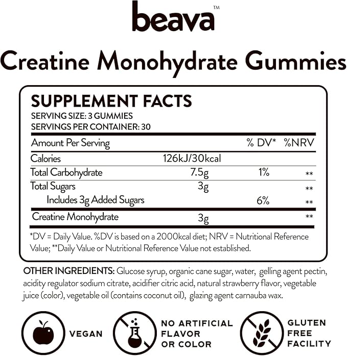 Creatine Monohydrate Gummies - Strawberry Flavored Creatine Monohydrate Gummies for Women & Men - Boosts Focus, Strength, and Muscle Gains - No Bloating, Vegan, Gluten Free- 270 Count - 3 Pack
