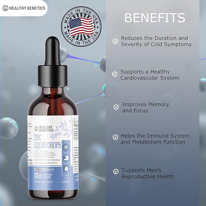 Liquid Zinc Drops for Kids, Men and Women | Organic Ionic Zinc Sulfate | Immunity, Mood, Brain Thyroid | 30 Day Supply| 2 Oz