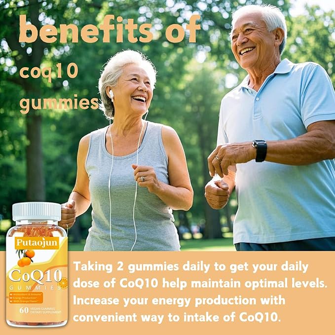coq10 Gummies | coq10 Gummies for Adults | Orange Flavor | Sugar Free Coenzyme Q10 Vitamins Muscle & Bone Energy | Ultra High Absorption, Cellular Energy, Antioxidant (120 Count (Pack of 2))