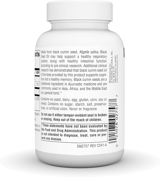 Source Naturals Black Cumin Seed Oil for Respiratory Support -120 Softgels
