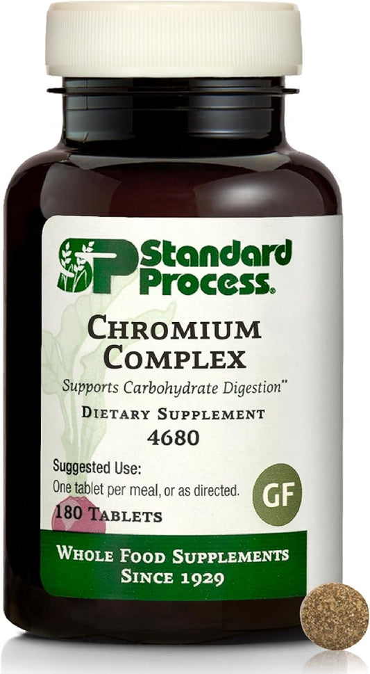 Standard Process Chromium Complex - Supplement for Digestive Health Support - Contains Niacin, Chromium & Vitamin A - Gluten-Free, Non-Dairy & Non-Soy - 180 Tablets (180 Servings)