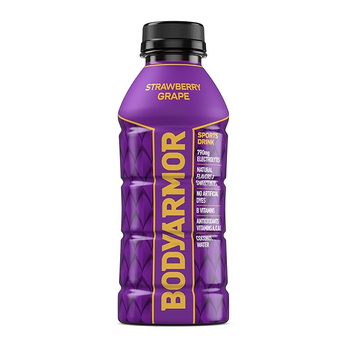 BODYARMOR Sports Drink Sports Beverage, Strawberry Grape, Coconut Water Hydration, Natural Flavors With Vitamins, Potassium-Packed Electrolytes, Perfect For Athletes, 16 Fl Oz (Pack of 12)