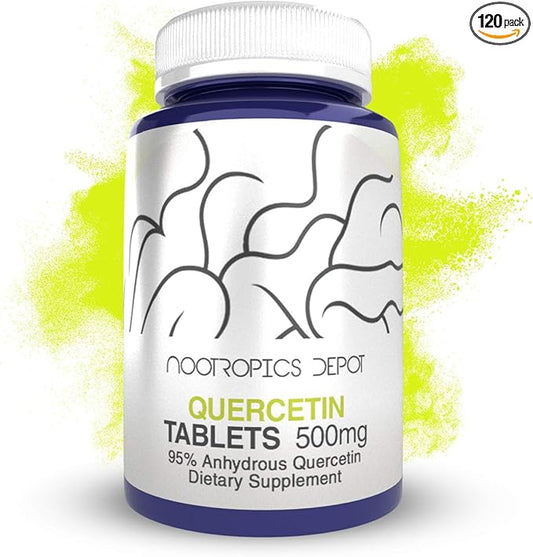 Nootropics Depot Quercetin Tablets | 500mg | 120 Count | 95% Anhydrous Quercetin