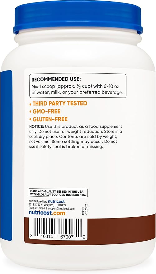 Nutricost Casein Protein Powder 2lb Chocolate - Micellar Casein, Gluten Free, Non-GMO