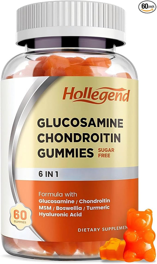 Glucosamine Chondroitin Gummies Sugar Free, Gummies Supplements for Adults Men & Women, 60 Count