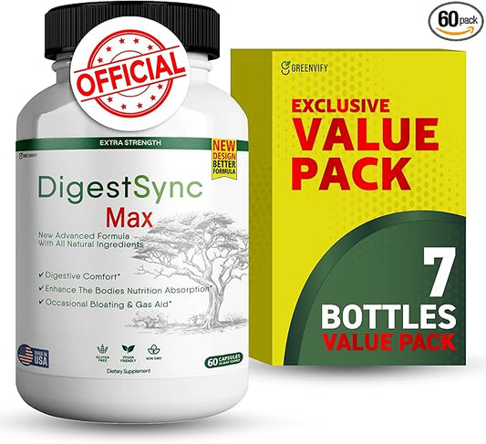 DigestSync Max Extra Strength Digestive Support, 60 Capsules, Gluten Free, Vegan, Natural Ingredients (7)