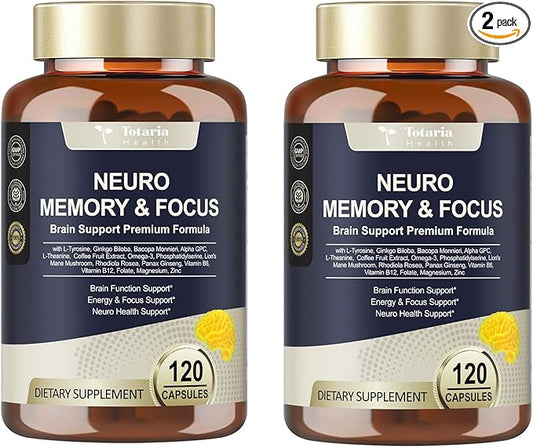 C-ognitive with Caffeine Pills, L-Tyrosine, Alpha GPC, Ginkgo Biloba, Bacopa Monnieri Brain Supplement for Memory and Focus, Brain Nootropic Support - Non-GMO, Gluten Free (120 Counts)