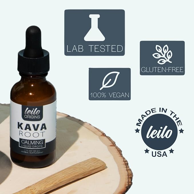 LEILO Kava Root Liquid Extract | Concentrated Drops to Support Relaxation | 70% Extraction Strength - Alcohol-Free | (1 Fl Oz, 30 Servings)