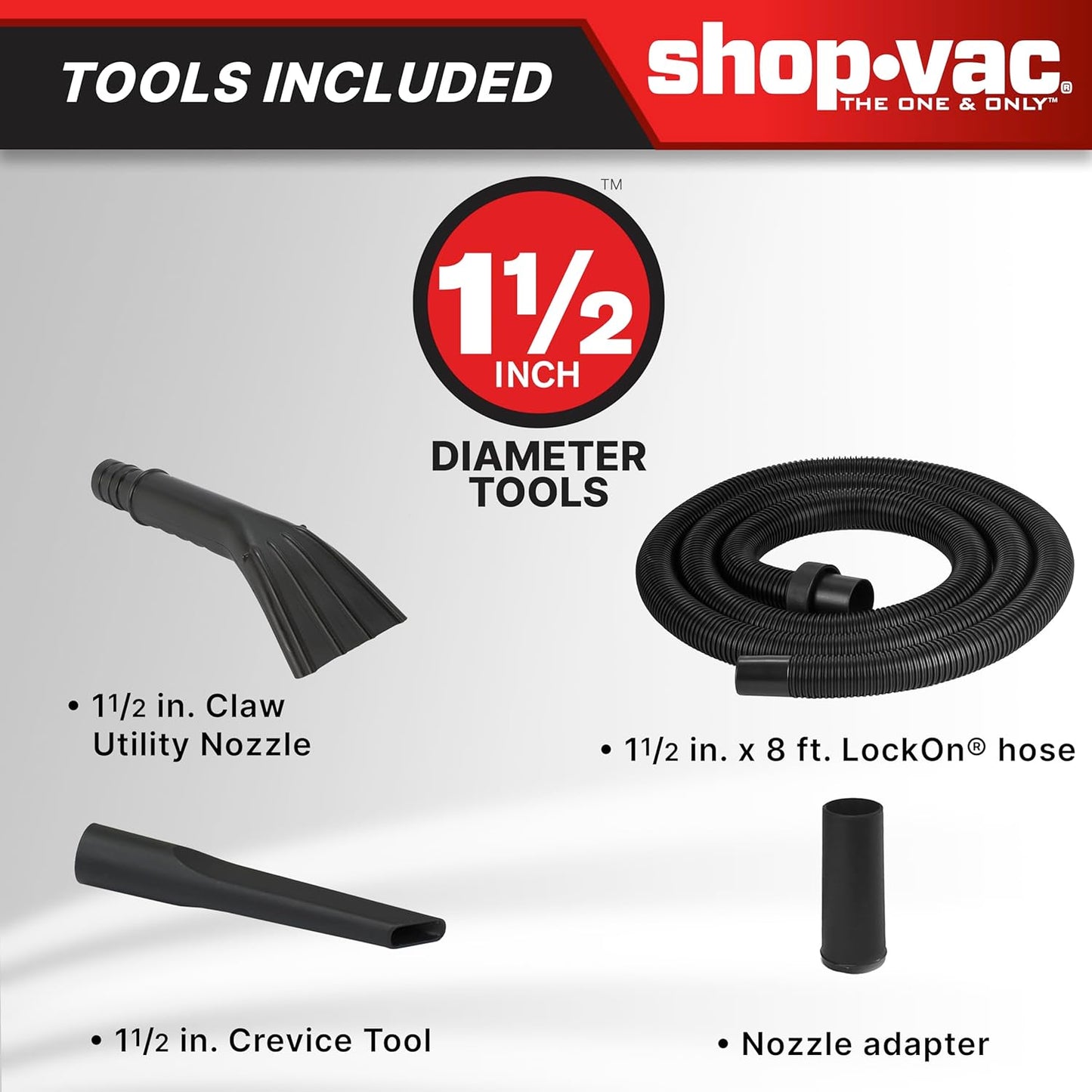 Shop-Vac 5 Gallon 6.0 Peak HP Portable Wet/Dry Vacuum, 1-1/2 Inch Diameter x 8 Foot Hose, 20 Foot Cord, Ideal for Jobsite, Garage, Workshop & Home