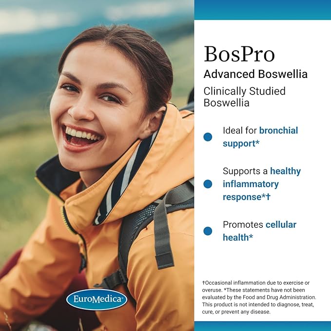 EuroMedica BosPro - Boswellia Serrata Extract Supplement - Dietary Supplement for Healthy Lung Support - Herbal Supplement Formula - 60 Softgels, 2 Pack (120 Softgels)