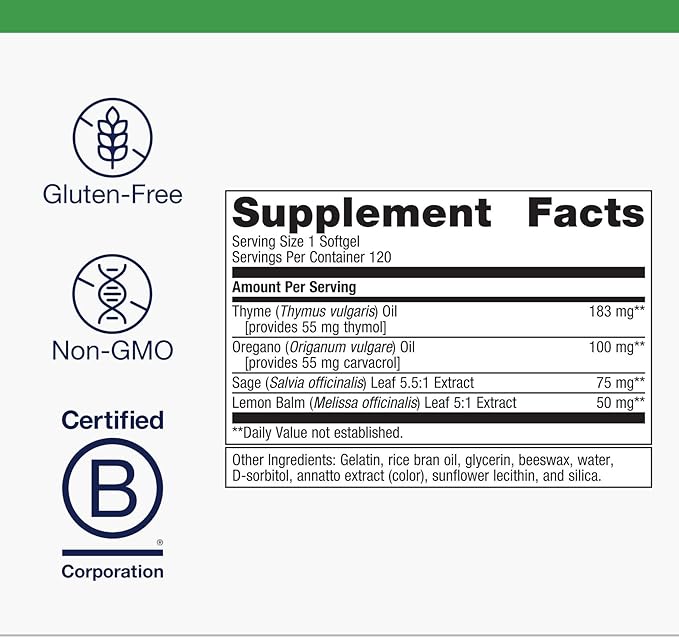 Metagenics CandiBactin-AR - Concentrated Aromatic Essential Oils for Candida Support* - Thyme Oil & Oregano Oil - Gut Health Supplements* - Intestinal Microbial Balance* - Gluten-Free - 120 Softgels