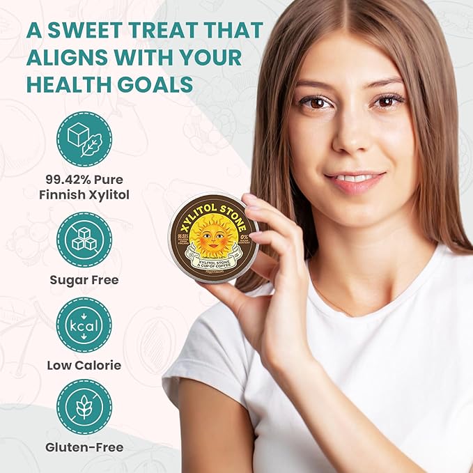 Xylitol Stone Sugar Free Candy - Vegan & Keto Friendly Unique Hard Candy - 100% Natural Flavor Candies - Gluten Free & Non-GMO Breath Freshener Low Calorie Mints - Coffee (Pack of 2)