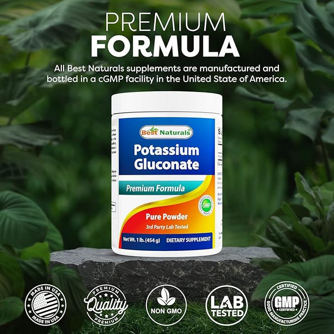 Best Naturals Potassium Gluconate 1lb Powder (1 LB (Pack of 3))