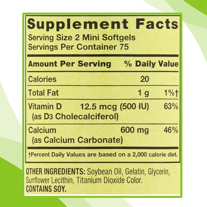Calcium 600mg with Vitamin D3 Bone & Teeth Support, 150 Mini Softgels – Easy to Swallow, Gluten-Free, Non-GMO – Bundle with Vitamins & Minerals - A to Z - Better Idea Guide
