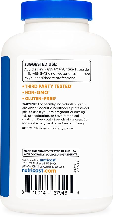Nutricost Pantothenic Acid (Vitamin B5) 500mg, 240 Capsules (2 Bottles)