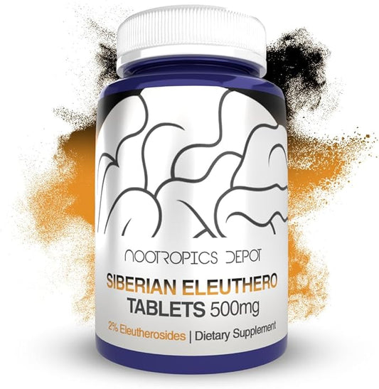 Nootropics Depot Siberian Eleuthero Tablets | 500mg | 180 Count | 2% Eleutherosides | Eleutherococcus senticosus | Endurance, Metabolic, & Memory Support