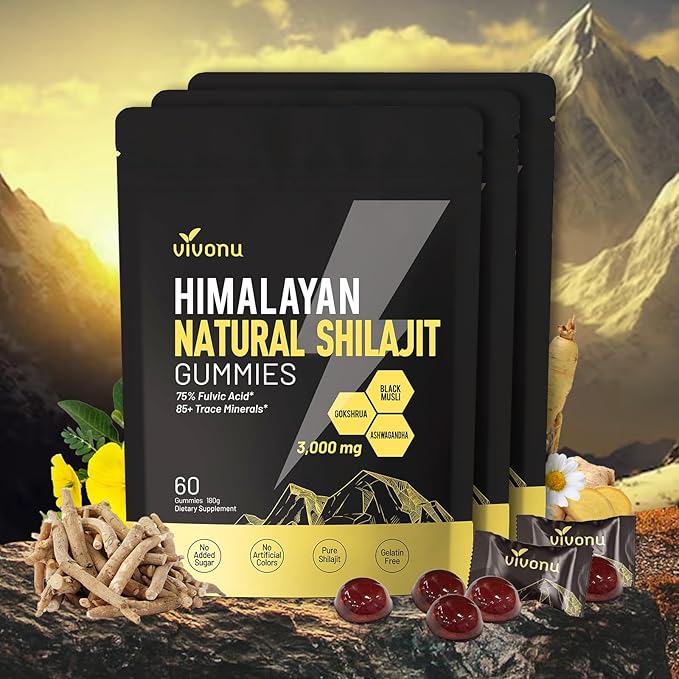Pure Himalayan Shilajit Gummies, micronutrient Supplement, Himalayan Premium Ingredient with Shilajit - Ashwagandha, Gokshura, Fulvic Acid & 85+ Trace Minerals I for Men, Women I Non-GMO