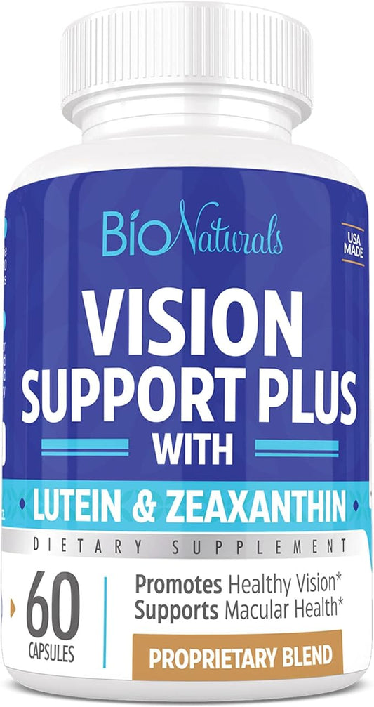 Bio Naturals Eye Vitamin Supplement with Lutein, Zeaxanthin, Lycopene, Bilberry, Quercetin & More - All Natural Proprietary Blend Supports Vision & Macular Health - 60 Veggie Capsules