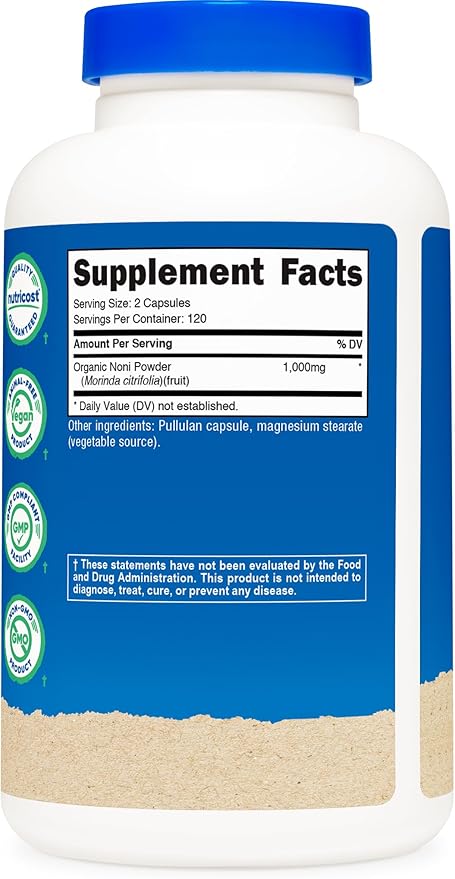 Nutricost Noni Capsules 500mg 240 Capsules - CCOF Certified Made with Organic Noni, Non-GMO, Gluten Free