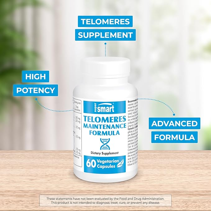Supersmart - Telomeres Maintenance Formula (High Potency) - with Polyphenols, Catechins, EGCG, D-Gamma-Tocotrienols - Telomeres Supplement | Non-GMO & Gluten Free - 60 Vegetarian Capsules