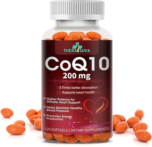 High-Absorption CoQ10 200 mg – Gluten-Free Softgels for Heart, Stamina & Brain Support | 120 Count (60-Day Supply)