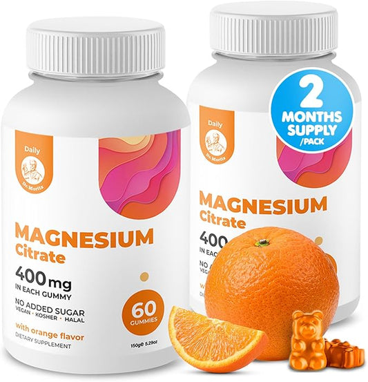 Magnesium Gummies Sugar-Free - Calm Magnesium Supplement for Children, Sugar-Free Magnesium Citrate Gummies for Kids & Adults 400mg (Orange Flavor-120 Count)