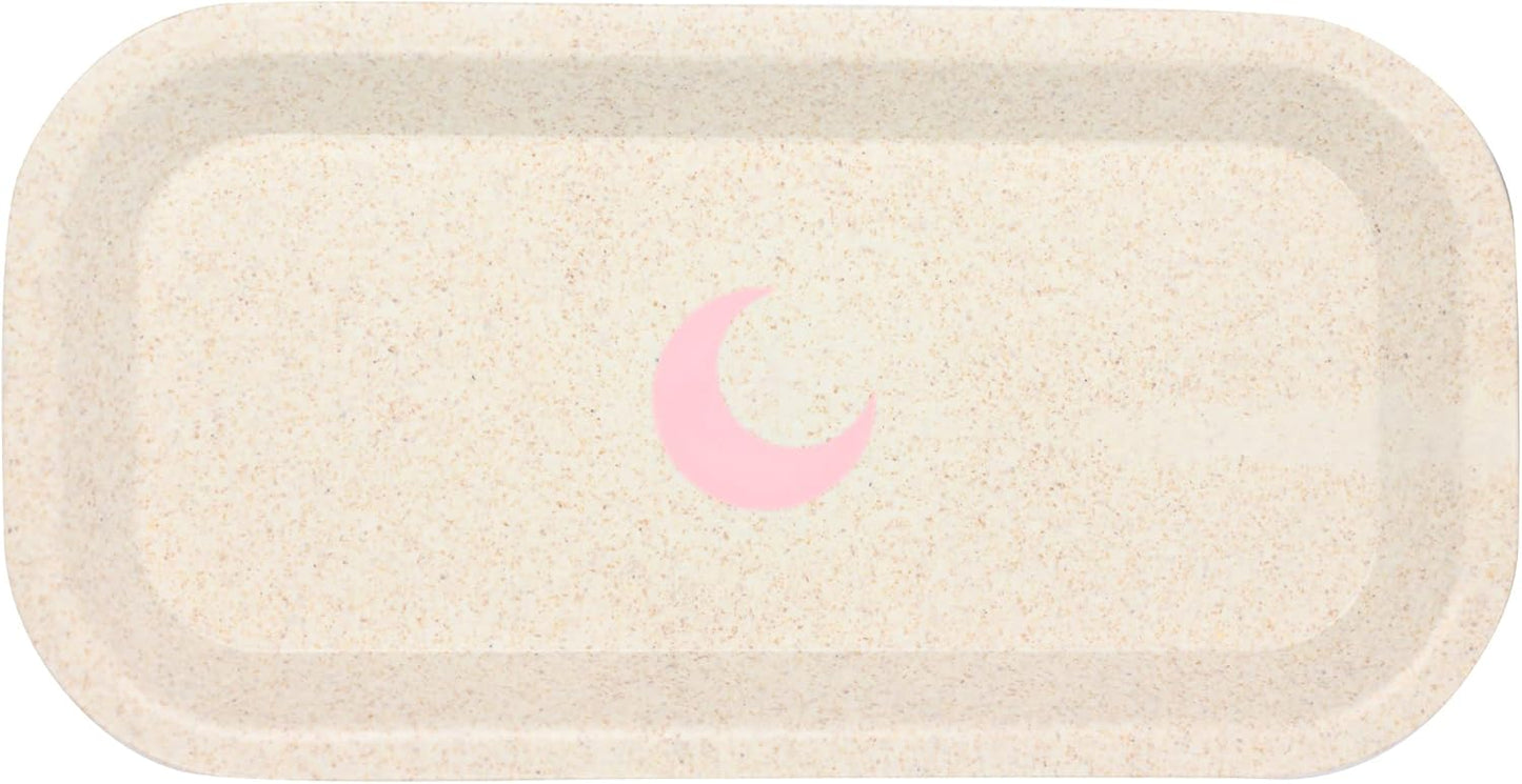 Brando Moon Small Tray - Cream Lightweight Plant Based Tray - Made from Plants - Low Carbon Kitchen Tool - Curved Edges and Smooth Surface - Travel Size 8 x 4.1 inches