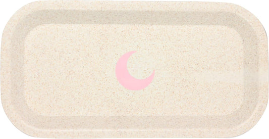 Brando Moon Small Tray - Cream Lightweight Plant Based Tray - Made from Plants - Low Carbon Kitchen Tool - Curved Edges and Smooth Surface - Travel Size 8 x 4.1 inches