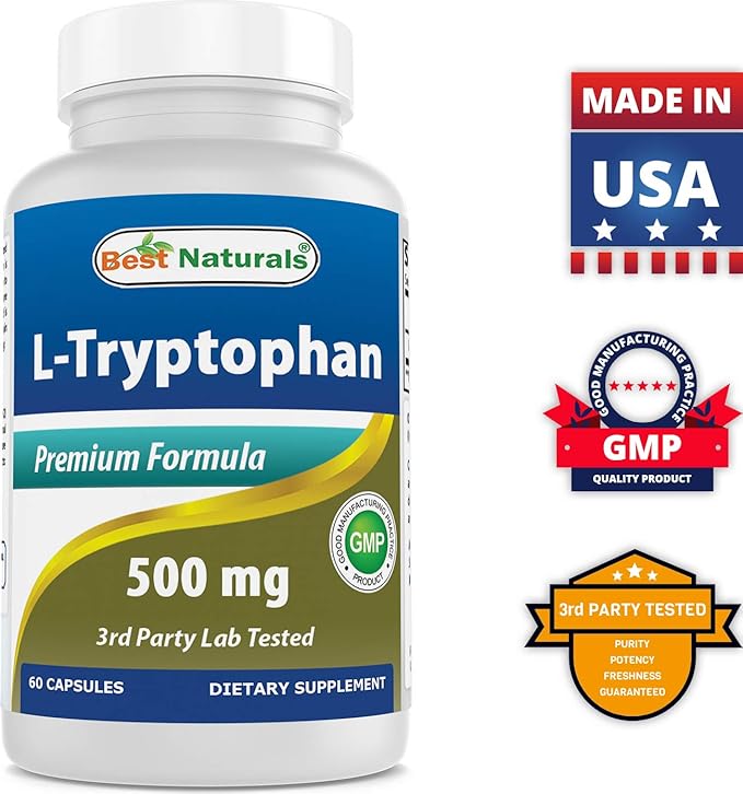 Best Naturals L-Tryptophan 500 mg 60 Capsules (60 Count (Pack of 2))