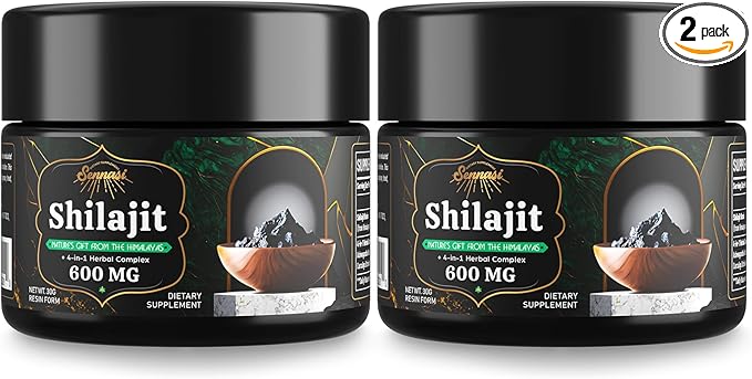 Sennasi 600 MG Shilajit Resin - Shilajit Supplement with Fulvic Acid & 85+ Trace Minerals for Energy, Immunity, Brain Power, 60 Grams