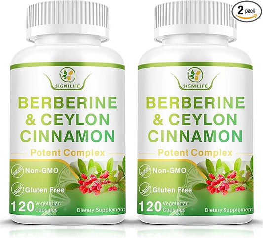 Berberine with Ceylon Cinnamon, 1200mg Berberine HCL & MCT Oil for Enhanced Absorption – Supports Immune System & Gut Health, Gluten-Free & Dairy-Free – 240 Capsules