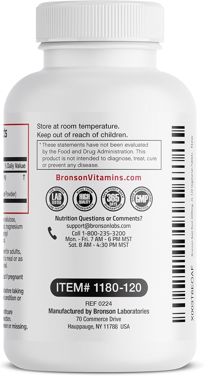 Bronson Beet Root Extra Strength, Non-GMO, 120 Vegetarian Tablets