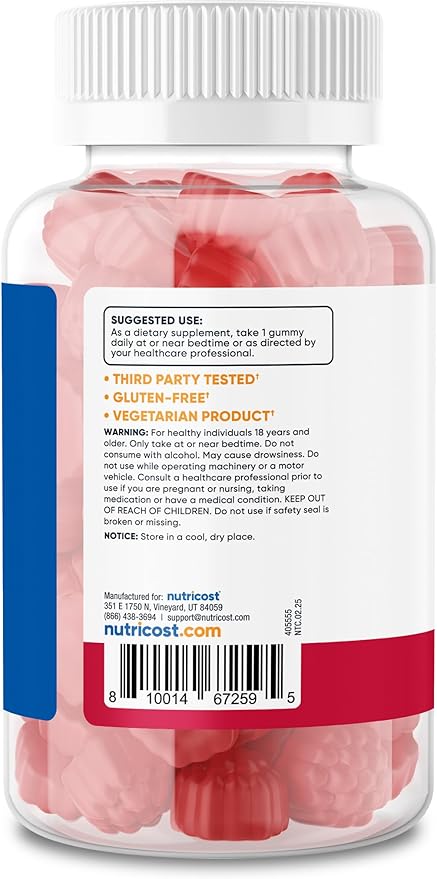 Nutricost Melatonin 3mg, 180 Gummies, Strawberry Flavored - Gluten Free, Non-GMO, No Corn Syrup