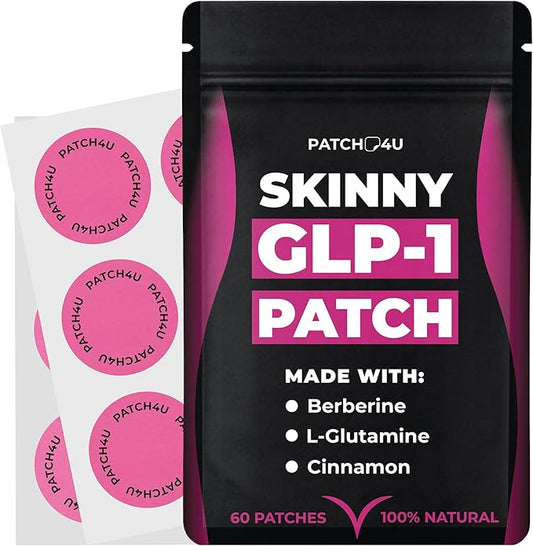 GLP-1 Patches for Women & Men | GLP1 Patch with Berberine, L-Glutamine, Garcinia Cambogia, Resveratrol | 60 Days Supply