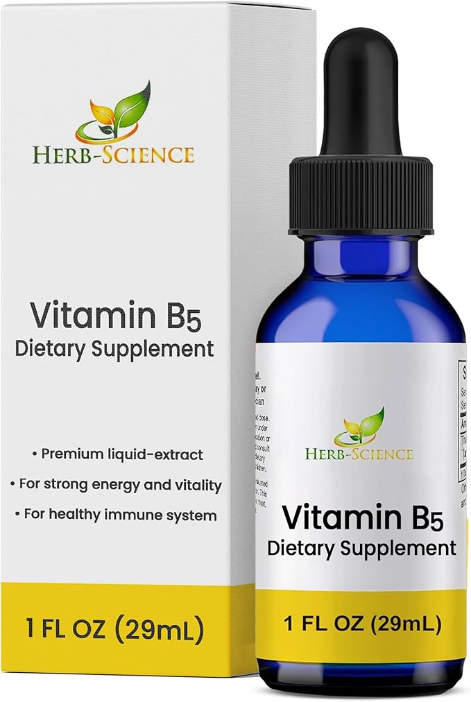 Liquid Vitamin B5 – 36 Servings – High Absorption Pantothenic Acid for Energy, Mood & Nerve Support – Vegan Non-GMO Alcohol Free – Better Than Capsules or Pills – 1 Fl Oz