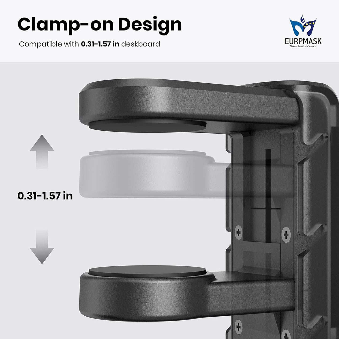 3-in-1 PC Gaming Headset&Controller Holder - EURPMASK Headphone Stand w/Adjustable Clamp&2 Controller Holder&Rotating Arm&Cable Organizer, Universal PC Gaming Accessory Controller Headset Stand-Black