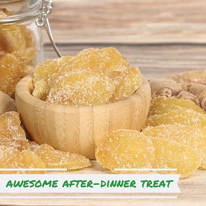 Crystallized Ginger Slices by It's Delish, 2.5 Lbs Bulk | Candied Dried Ginger Fruit Chews Natural Candy, Ginger Root with Sugar Crystals, Unsulphured, No Color Added - Healthy Snack, Vegan, Kosher