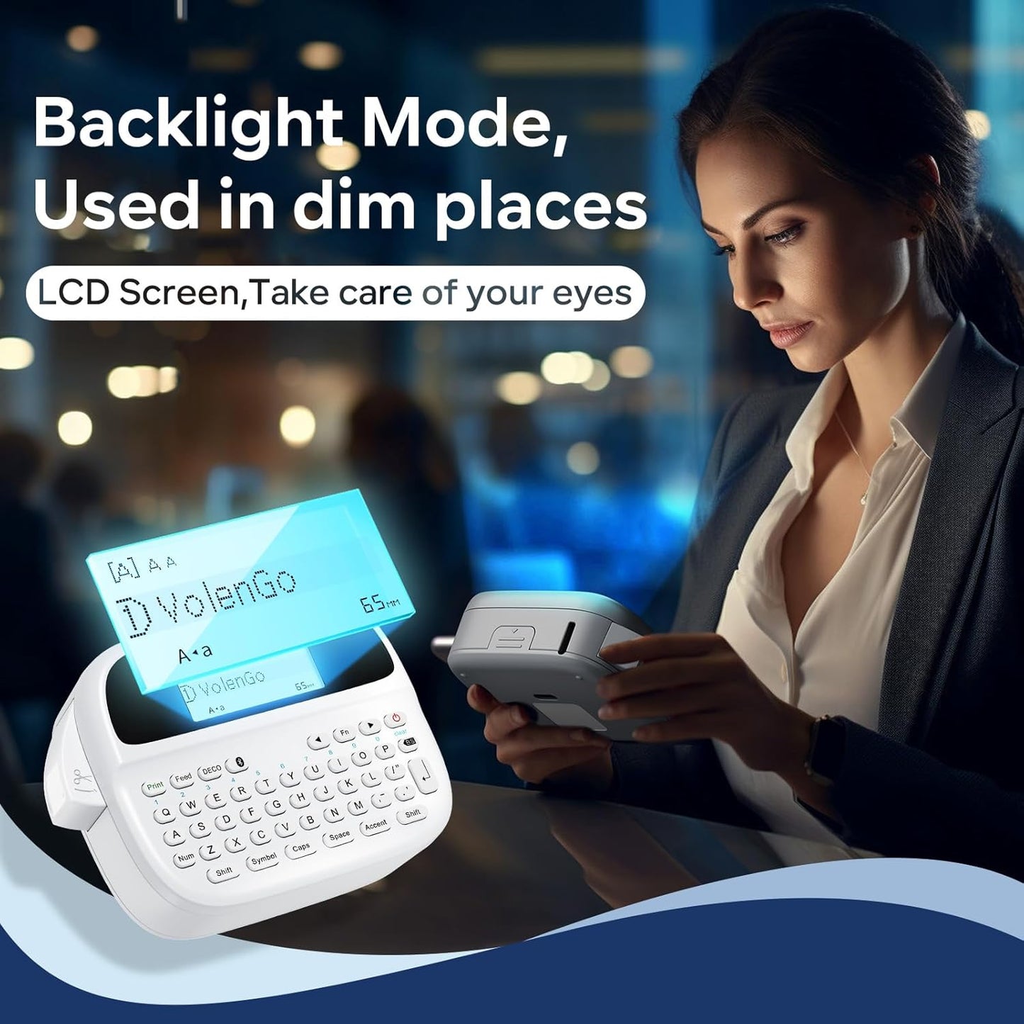 Label Maker Machine with 4 Tapes, Rechargeable Backlit Labeler for 12mm 0.47 White Waterproof-Labels, Bluetooth Label Printer Replacement for Brother Ptouch Label Maker Machine, for Office Home School