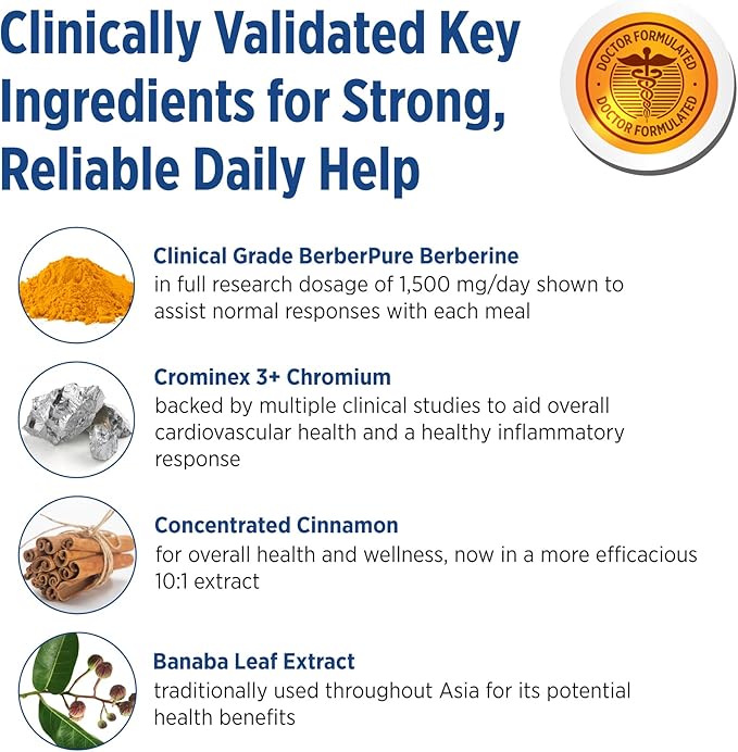 DOCTORS' PREFERRED GlucoGold with Berberine, Concentrated Cinnamon, Chromium, Banaba Leaf Extract | 180 Tablets