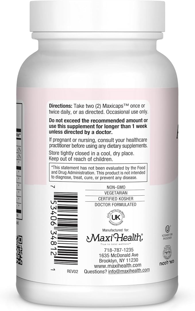Maxi Health Active Lax - Laxative Support Capsules, 120 Count - Kosher for Passover