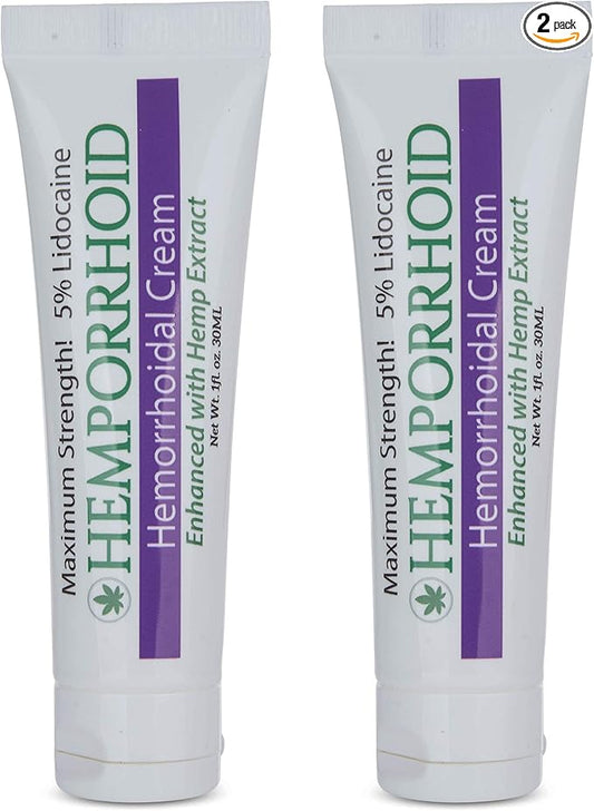 MARS WELLNESS HEMPORRHOID 5% Lidocaine Maximum Strength with Hemp Oil - Hemorrhoid Ointment Cream Topical Numbing - 1OZ - for Sections, Hemmoroid, Fissure Local and Anorectal Discomfort