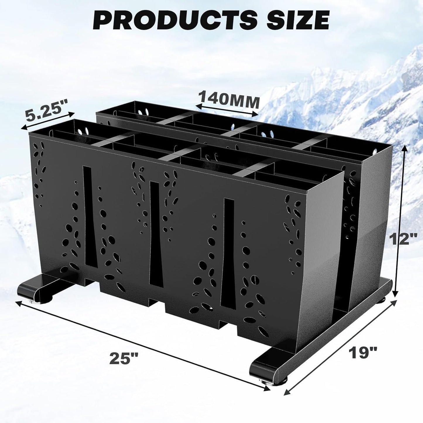 Ski Storage Rack for Garage, 8 Pair Heavy Duty Steel Freestanding Ski Storage Organizer, Indoor Ski Holder Racks for Home and Garage Storage