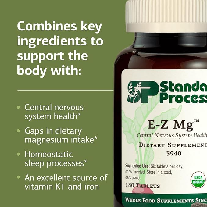 Standard Process Inc. E-Z Mg - Plant-Based, Multiform, Organic, Supports Patients with Inadequate Dietary Magnesium Intake - 180 Tablets