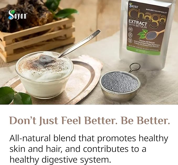 Sayan Siberian Chaga Mushroom Extract with Betulin Powder (2.2lbs)–Organic Antioxidant Blend – Support Immune System & Regulate Body Functions, Energy, Clarity, Wellness – Mix with Yogurt or Smoothies